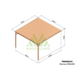 Pergola adossée 4x4m - bois massif traité - Rennes - Maderland