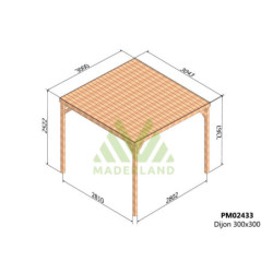 Pergola autoportante 3x3m - bois massif traité - Dijon - Maderland
