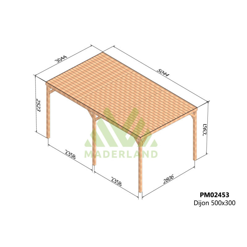 Pergola autoportante 5x3m - bois massif traité - Dijon - Maderland