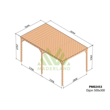 Pergola autoportante 5x3m - bois massif traité - Dijon - Maderland