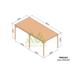 Pergola autoportante 6x3m - bois massif traité - Dijon - Maderland
