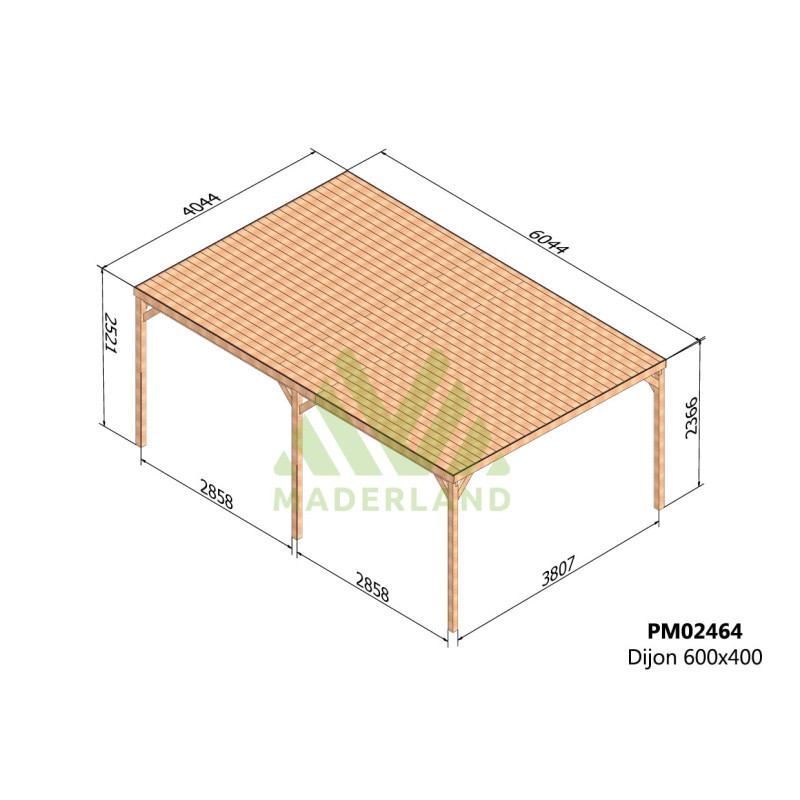 Pergola autoportante 6x4m - bois massif traité - Dijon - Maderland