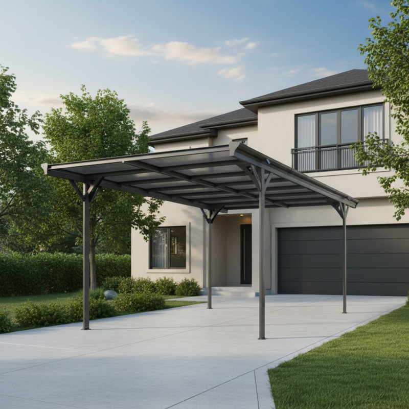 Carport Aluminium Anthracite 3x5m - Toit Polycarbonate 6mm | X-METAL