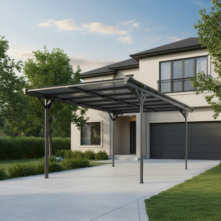 Carport Aluminium Anthracite 3x5m - Toit Polycarbonate 6mm | X-METAL