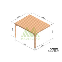 Pergola adossée 400x300cm - lamellé-collé - Reims - Maderland