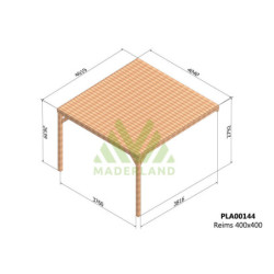 Pergola adossée 400x400cm - lamellé-collé - Reims - Maderland
