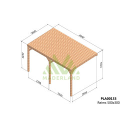 Pergola adossée 500x300cm - lamellé-collé - Reims - Maderland