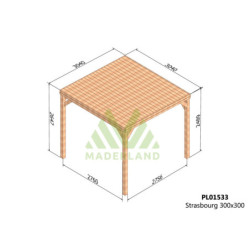 Pergola autoportante 300x300cm - lamellé-collé - Strasbourg - Maderland