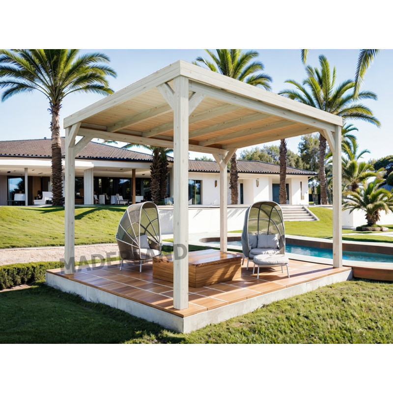 Pergola autoportante 400x400cm - lamellé-collé - Strasbourg - Maderland