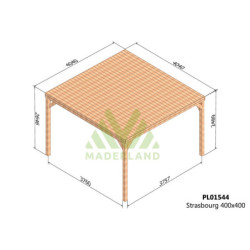 Pergola autoportante 400x400cm - lamellé-collé - Strasbourg - Maderland