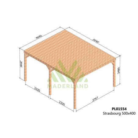 Pergola autoportante 500x400cm - lamellé-collé - Strasbourg - Maderland