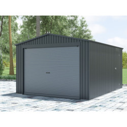 Garage métal gris 15,1m² Porte enroulable + kit d'ancrage X-METAL