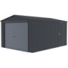 Garage métal gris 15,1m² Porte enroulable + kit d'ancrage X-METAL