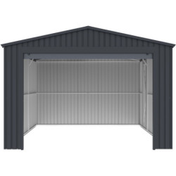 Garage métal gris 15,1m² Porte enroulable + kit d'ancrage X-METAL