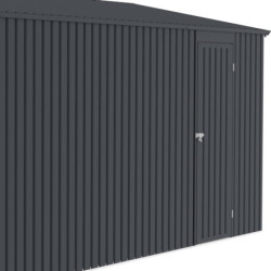 Garage métal gris 15,1m² Porte enroulable + kit d'ancrage X-METAL