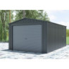 Garage métal anthracite 17,31m² porte enroulable + kit d'ancrage X-METAL