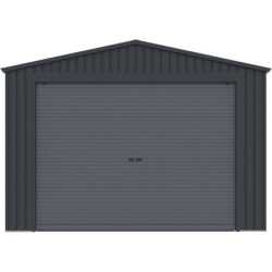 Garage métal anthracite 17,31m² porte enroulable + kit d'ancrage X-METAL