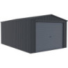Garage métal anthracite 17,31m² porte enroulable + kit d'ancrage X-METAL