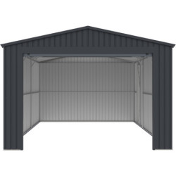 Garage métal anthracite 17,31m² porte enroulable + kit d'ancrage X-METAL