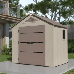 Abri de Jardin HDPE Sunlife 4,5m² Crème/Marron avec Plancher - JOBU