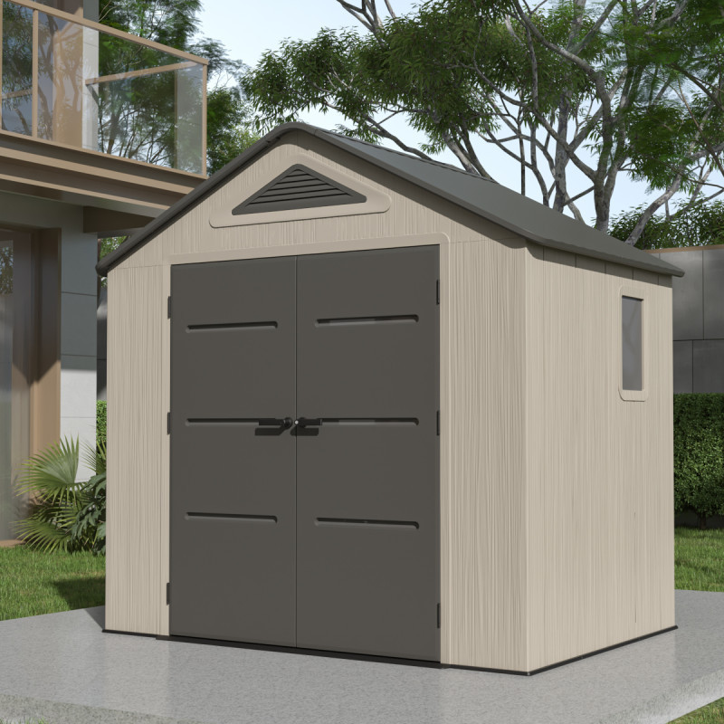 Abri de Jardin HDPE Sunlife 4,5m² avec Plancher - Crème/Gris | JOBU