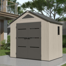 Abri de Jardin HDPE Sunlife 4,5m² avec Plancher - Crème/Gris | JOBU