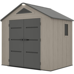 Abri de Jardin HDPE Sunlife 4,5m² avec Plancher - Crème/Gris | JOBU