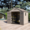 Abri de Jardin HDPE Sunlife 6,15m² avec Plancher - Crème/Marron | JOBU