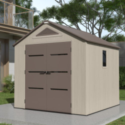 Abri de Jardin HDPE Sunlife 6,15m² avec Plancher - Crème/Marron | JOBU