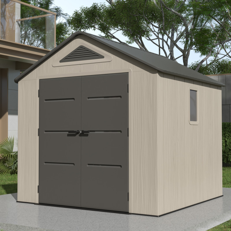 Abri de Jardin HDPE Sunlife 6,15m² avec Plancher - Crème/Gris | JOBU