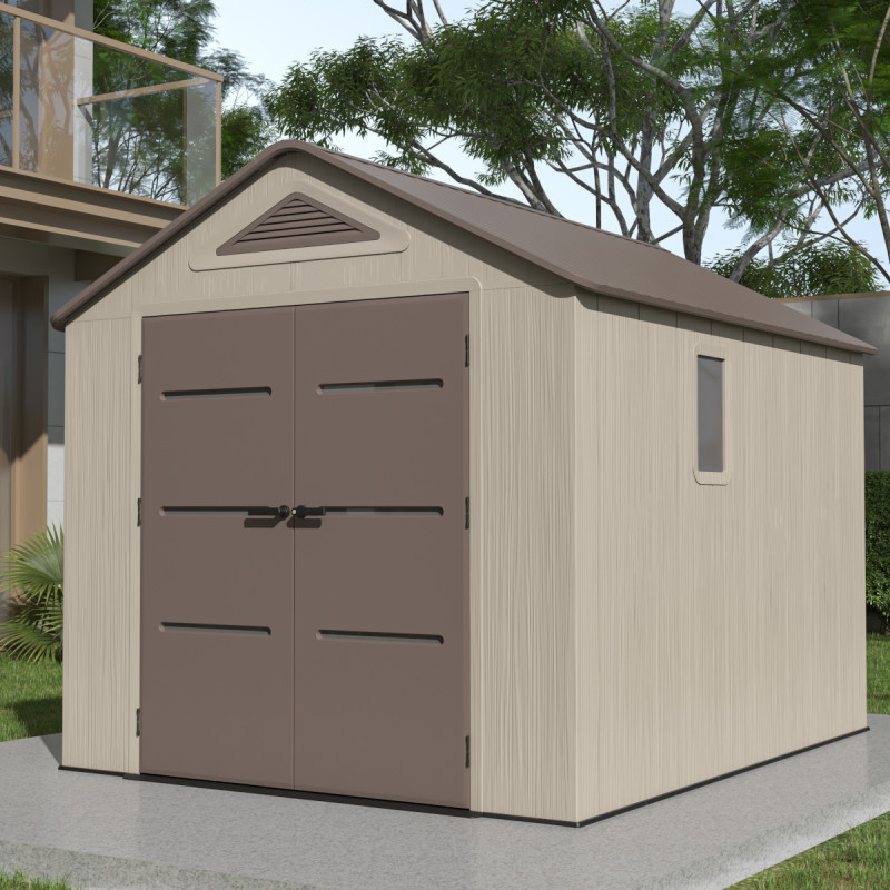 Abri de Jardin HDPE Sunlife 7,8m² Beige/Marron avec Plancher - JOBU