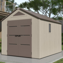 Abri de Jardin HDPE Sunlife 7,8m² Beige/Marron avec Plancher - JOBU