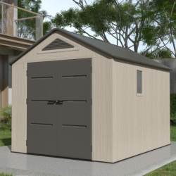Abri de Jardin HDPE Sunlife 7,8m² avec Plancher - Crème/Gris | JOBU