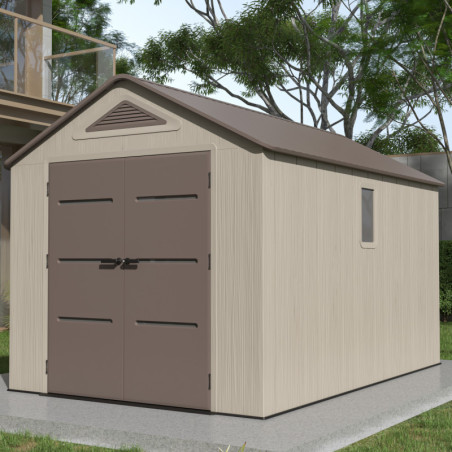 Abri de jardin HDPE 9,5m² Sunlife - Crème/Marron avec Plancher | JOBU
