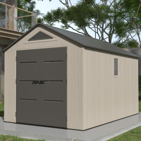 Abri de Jardin HDPE Sunlife 9,5m² - Crème/Gris avec Plancher | JOBU