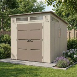 Abri de Jardin HDPE Sunlife 6,5m² Crème/Marron + Plancher | JOBU