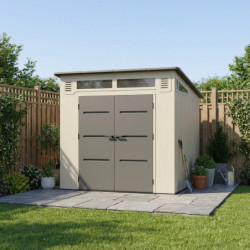 Abri de Jardin 6,5m² Sunlife HDPE + Plancher - Crème/Gris | JOBU