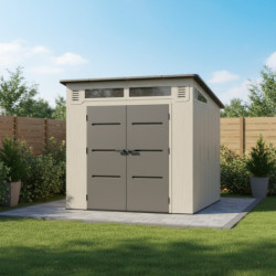 Abri de Jardin 6,5m² Sunlife HDPE + Plancher - Crème/Gris | JOBU