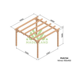 Carport double 400x400cm - lamellé-collé - Nîmes - Maderland