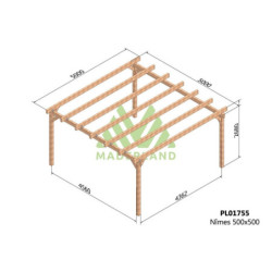 Carport double 500x500cm - lamellé-collé - Nîmes - Maderland