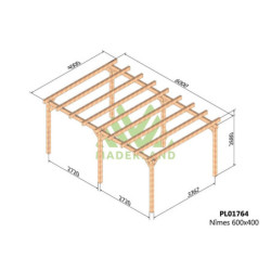 Carport double 600x400cm - lamellé-collé - Nîmes - Maderland