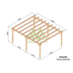 Carport double 600x500cm - lamellé-collé - Nîmes - Maderland