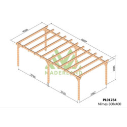 Carport double 800x400cm - lamellé-collé - Nîmes - Maderland