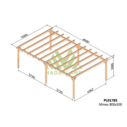 Carport double 800x500cm - lamellé-collé - Nîmes - Maderland