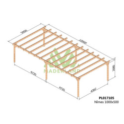 Carport double 1000x500cm - lamellé-collé - Nîmes - Maderland