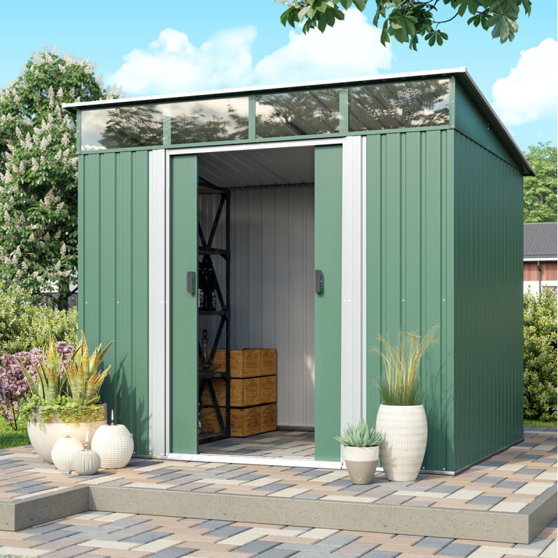 Abri de jardin Lübeck 86 - acier galvanisé vert - 4,05m² - Vitavia