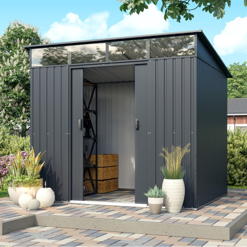 Abri de jardin Lübeck 86 - acier galvanisé gris  - 4,05m² - Vitavia