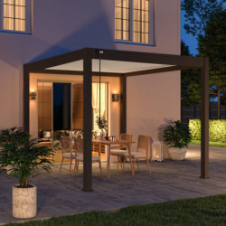 Pergola autoportante en alu gris avec lames blanches 3x3m Ombrea