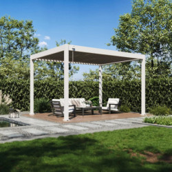 Pergola autoportante en alu beige sable et lames orientable 3x4m Ombrea