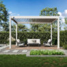 Pergola autoportante en alu beige sable et lames orientable 3x4m Ombrea